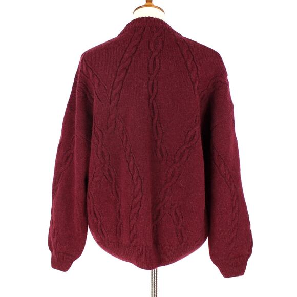 Anine Bing Mike Wool Cable Knit Sweater Burgundy High Neck Oversized NEW M - Picture 6 of 7